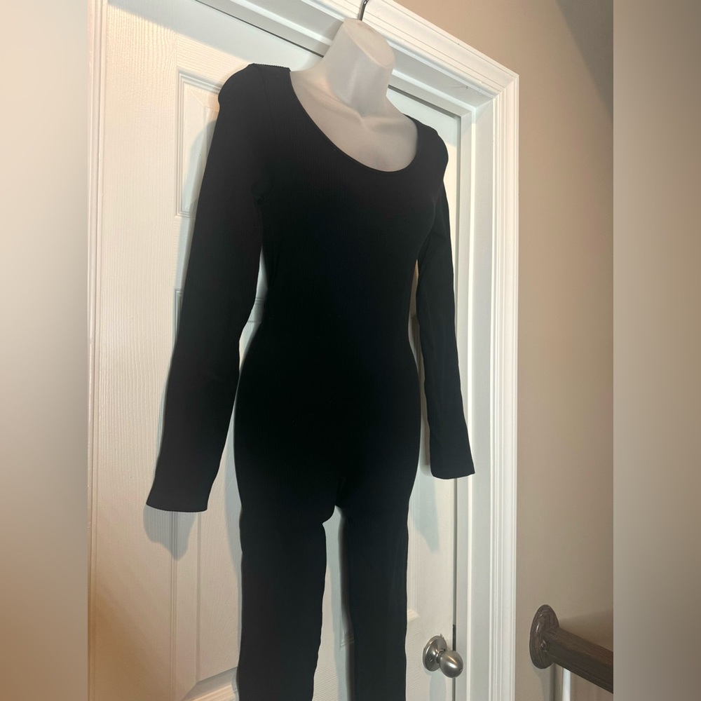Black Ribbed Jumpsuit - Picture 6 of 8